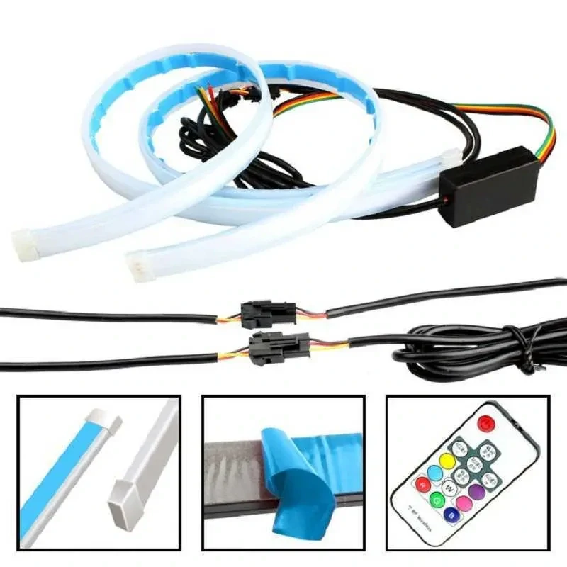 Flexibilní RGB LED pásek s DO ovládáním, sekvenční světlo 2x45cm, DRL denní svícení