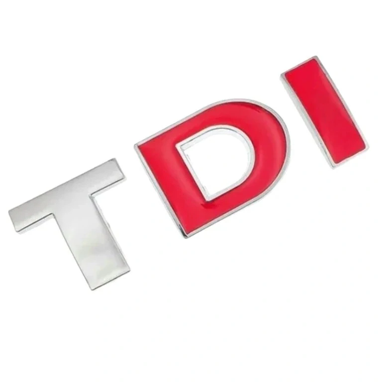 2x Samolepka 3D TDI, barva červená/chrom