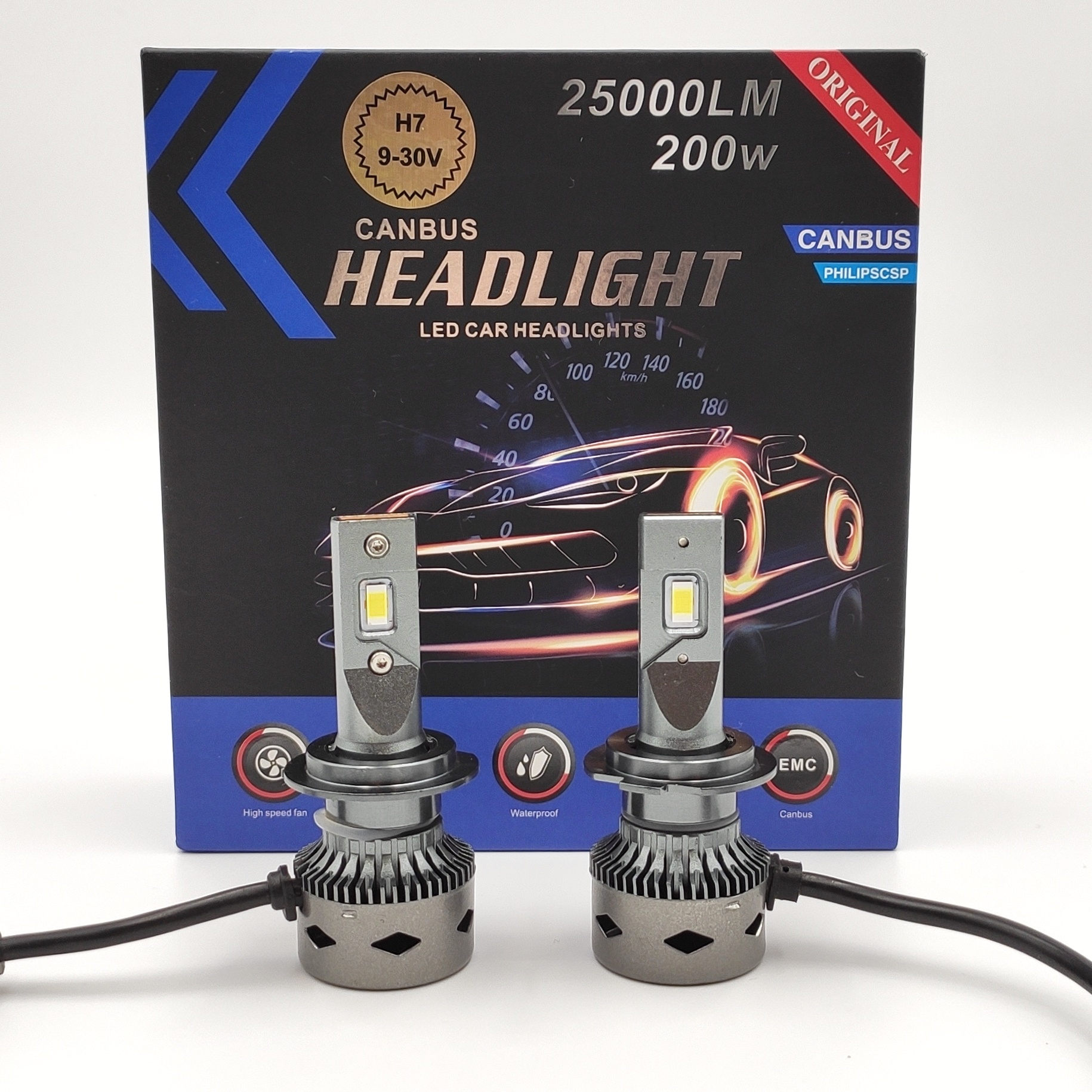 AKCE - LED autožárovka H7 6000K 40000lm 2x350W cree canbus, sada 2ks
