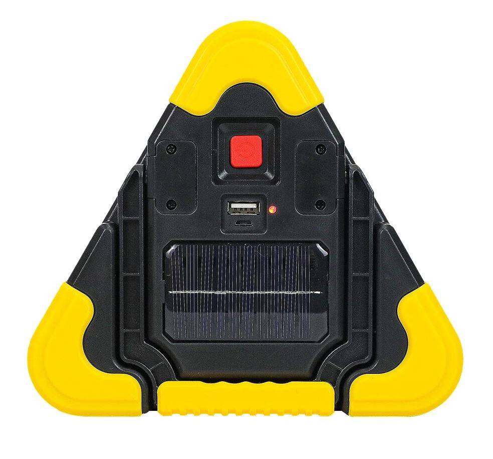 LED svítilna - baterka, 3x LED výstražný trojúhelník s powerbankou a solárním panelem