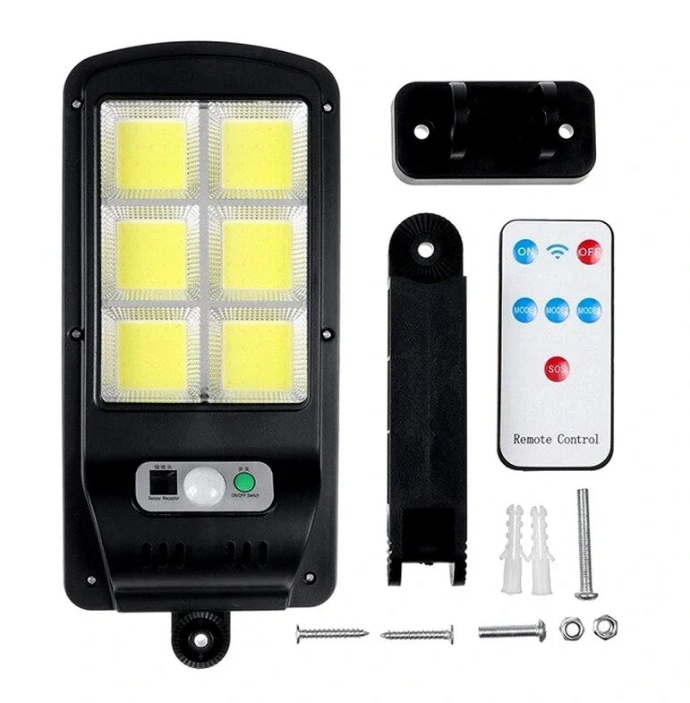 Sada 10ks solární světlo s čidlem pohybu, 120 COB LED, solární venkovní lampa