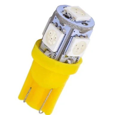 LED T10 - 5 x LED SMD ŽLUTÉ - bezpaticové, 1ks