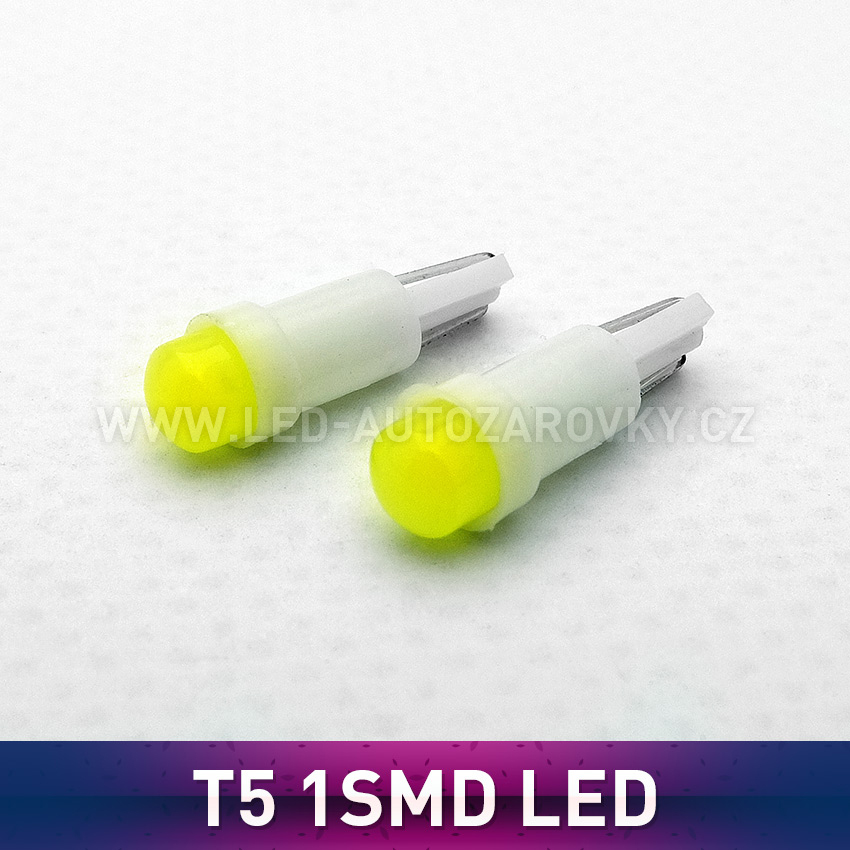 LED žárovky 12V - osvětlení přístrojové desky, bílá, T5/12V/1,2W, sada 2ks