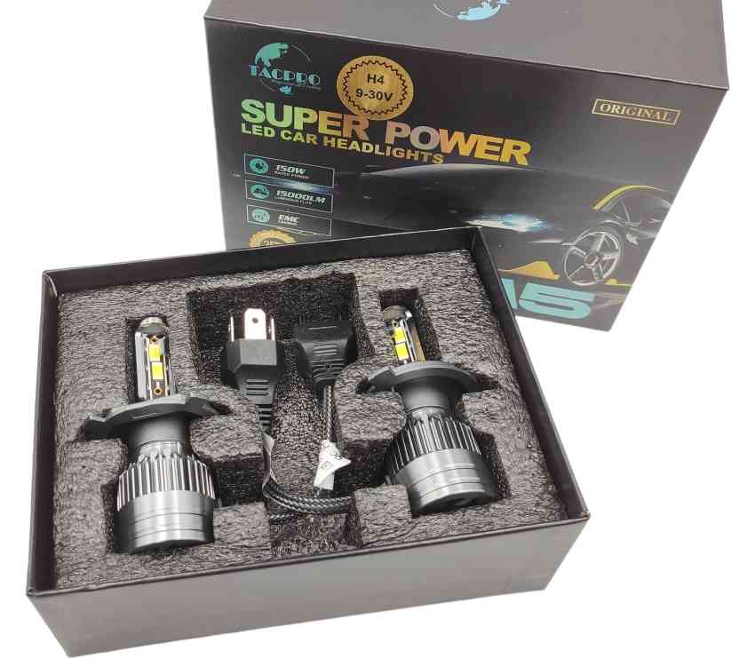 LED A5 autožárovka H4 6000K 15000lm 2x75W, sada 2ks