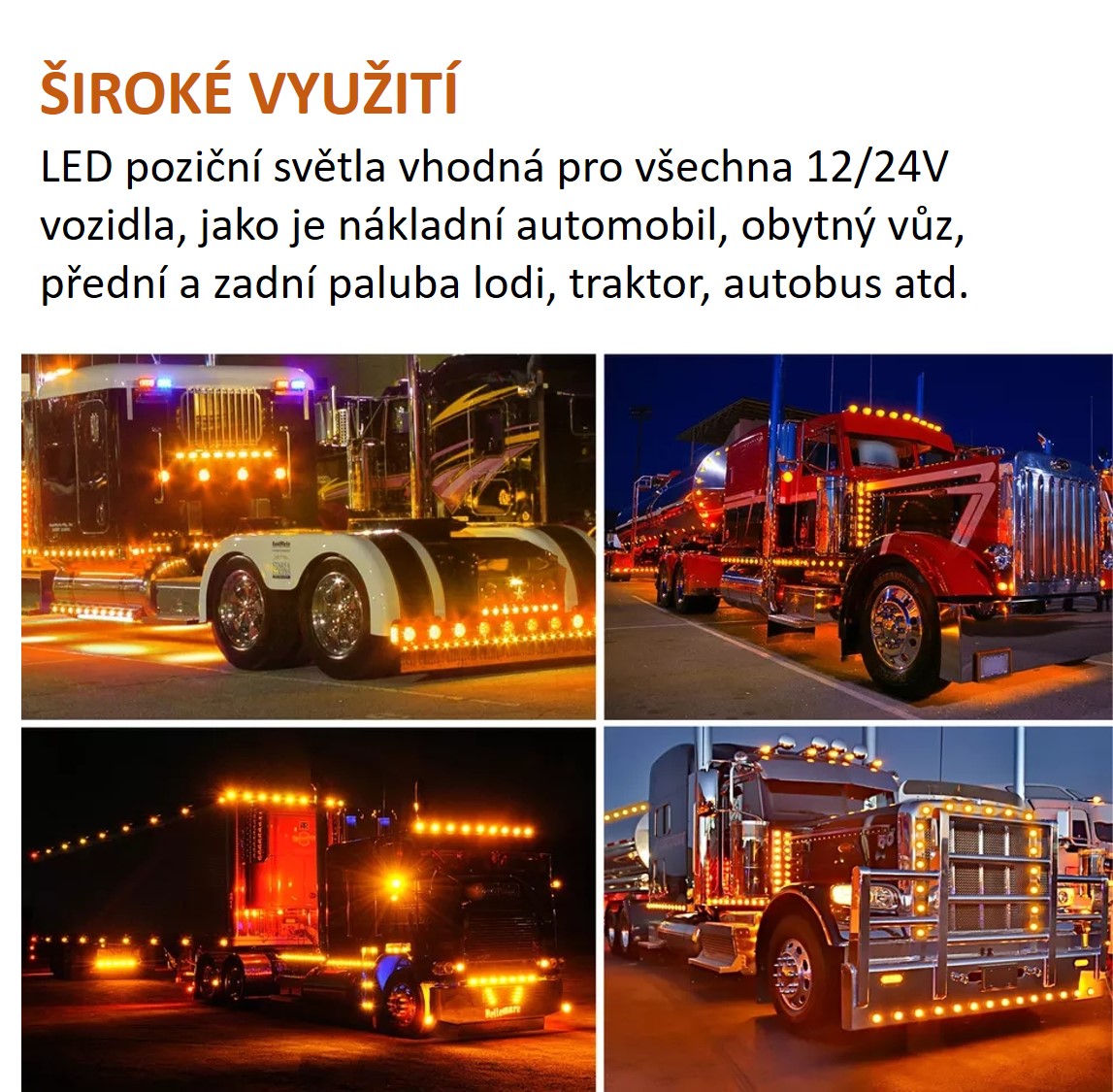 2x LED poziční obrysové světlo 12/24V 2SMD, oranžové
